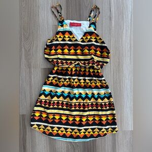 Akira Chicago Geometric Print Sleeveless Dress | Elastic Waist | Size Small